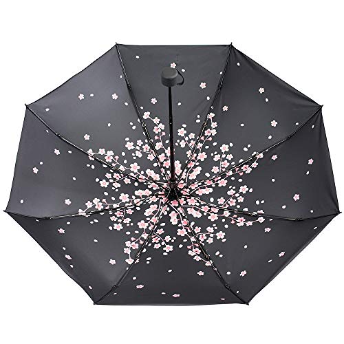 FUNTRESS Mini Compact Umbrella for Travel Extra Large UV Protection Sun Rain Umbrellas Women Kids Outdoor Gift Lightweight Upgraded (Pink Peach) - Thumbnail 3
