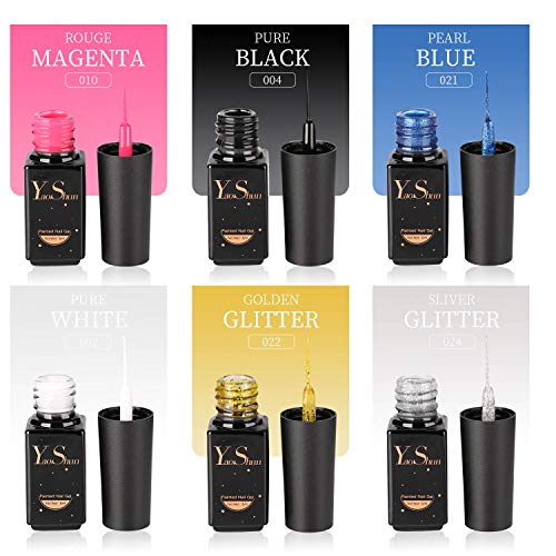YaoShun Gel Nail Polish - Soak Off Gel Polish 6 Colors Gel Polish Kit, UV LED Painted Nail Gel Set Manicure Nail Art Kit 6ml Each