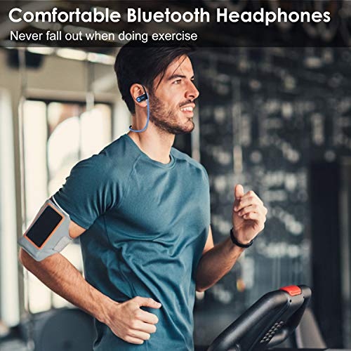 Bluetooth Headphones,ANBES IPX7 Waterproof Wireless Earbuds,Sports Earbuds with Ear Hooks & Mic, HD Stereo Sound in-Ear Bluetooth Earbuds, Up to 8 Hours Playing Time Gym Running (Blueblack)