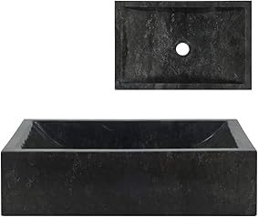 vidaXL Lavabo Sanitario Baño Servicio Casa Fregadero Piezas de Fontanería Bricolaje Instalación Decoración Aseos Grifería 45x30x12 cm Mármol Negro Piedra Natural 