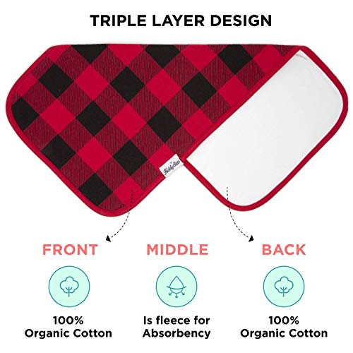 Organic Cotton Baby Burp Cloths, 5-Pack, Large 21"x10", Triple Layer, Thick, Soft and Absorbent Towels, Burping Rags for Newborns, Baby Shower Gift for Boys and Girls - Thumbnail 5