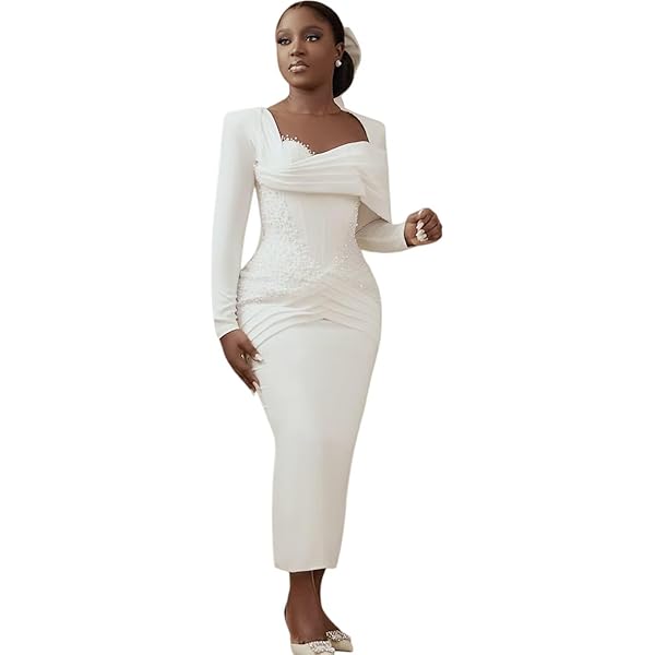 Amazon.com: YiMinpwp Elegant Africa Wedding Dresses for Bride Long Sleeves Midi Length Courthouse Civil Bridal Gowns Ivory : Clothing, Shoes & Jewelry Amazon.com: YiMinpwp Elegant Africa Wedding Dresses for Bride Long Sleeves Midi Length Courthouse Civil Bridal Gowns Ivory : Clothing, Shoes & Jewelry