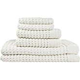 GILDEN TREE Waffle Towel Set Quick Dry Thin | 2 Bath Towels | 2 Hand Towels | 2 Washcloths, Modern Style (Cream)