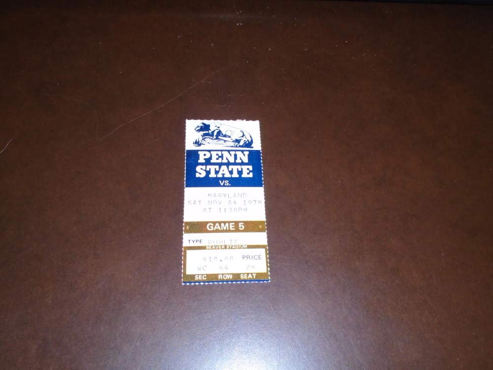 1978 Maryland At Penn State Football Ticket Stub At Amazons