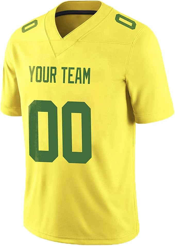 Pullonsy Yellow Custom Football Jerseys for Men Embroidered Names and