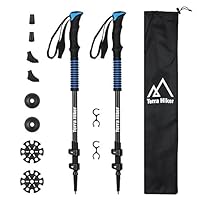 Terra Hiker 100% Carbon Fiber Trekking Pole Set, Anti-Shock Hiking Poles, Lightweight Walking Poles, Collapsible Ski Poles