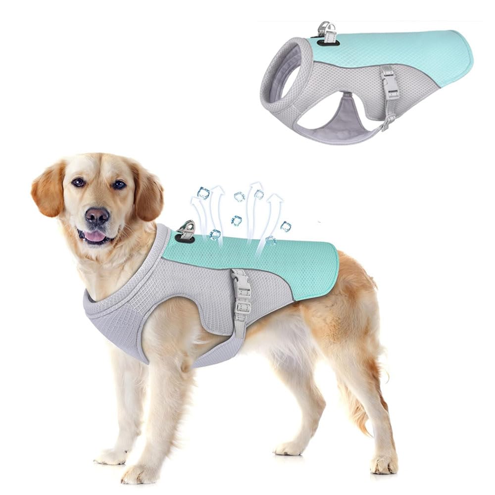 Voarge Cooling Vest for Dogs, Lightweight Cooling Vest, Breathable Reflective Safety Vest for Small, Medium, UV Protection Dog Cooling Vest, L