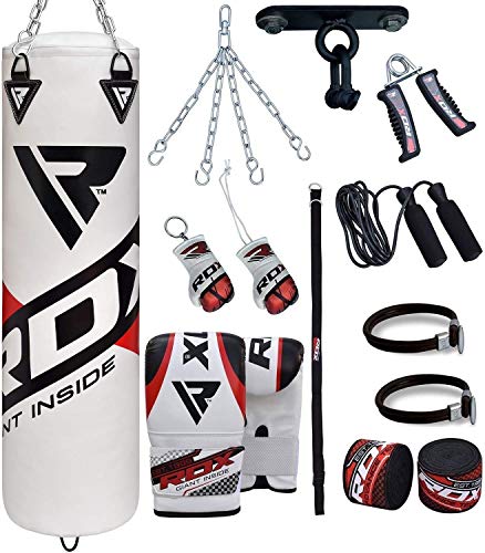 RDX-Saco-de-Boxeo-Relleno-MMA-Muay-Thai-Kick-Boxing-Artes-Marciales-con-Soporte-Techo-Guantes-Cadena-13-PC-4FT-5FT-Punching-Bag
