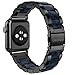 Wearlizer Black Blue Compatible Apple Watch Band 38mm 40mm Womens Mens iWatch Stainless Steel Strap Fashion Blue Resin Replacement Wristband Cool Bracelet Metal Clasp Series 4 3 2 1 Sport Edition