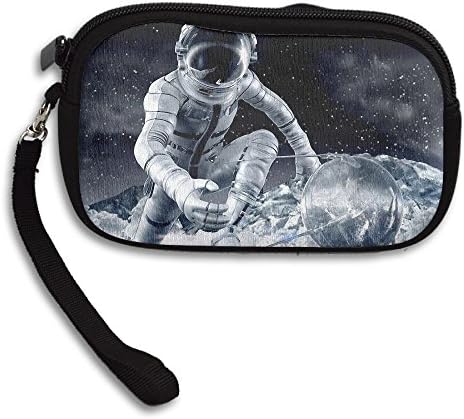 Handsome Astronaut In Space Comfortable Coin Purse Storage Package Wallet Zipper Change Holder Bag Key Wristlet Wallet Handbag Wallet Zipper Mini Wallet For Men & Women