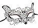 1BAY Women's Fox Filigree Venetian Masquerade Mask with Red Rhinestones Black