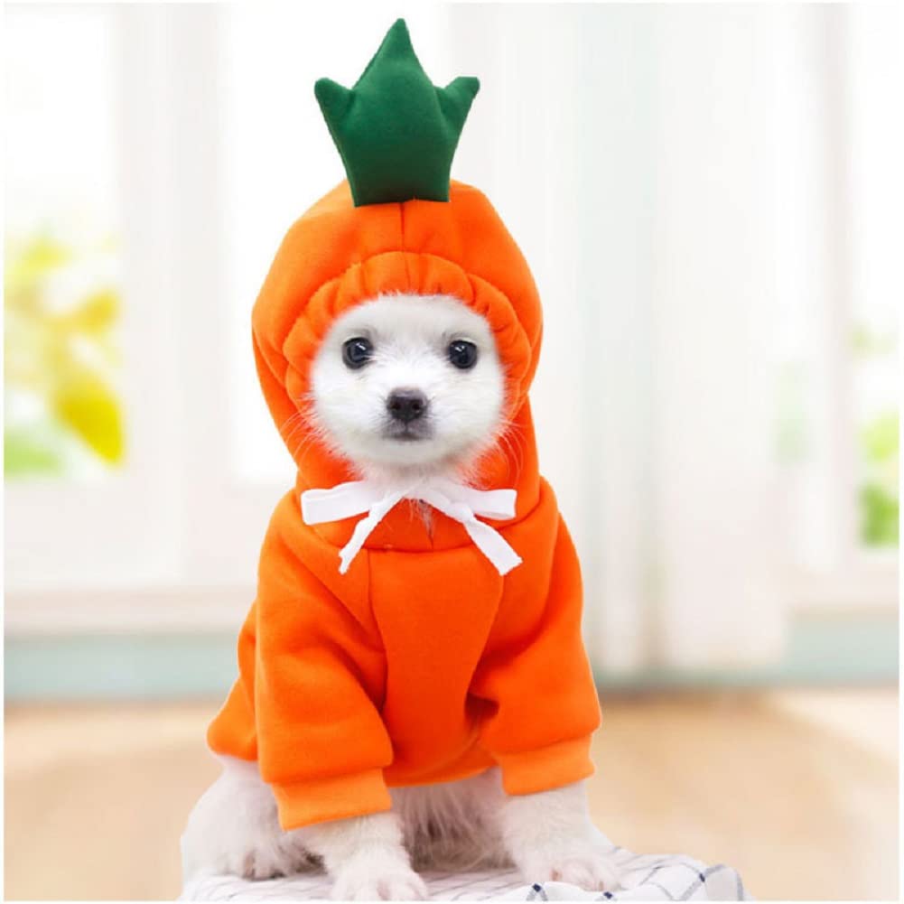 COEMA Dog Hoodie, Cute Dogs Hooded Sweatshirt, Warm Clothes for Small Medium Pet Dog Cat (Carrot, Large)