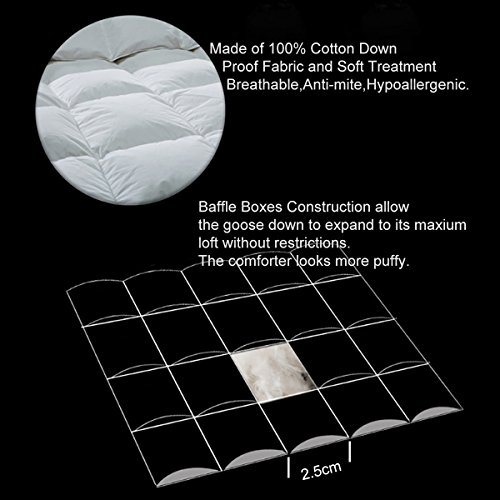 SNOWMAN White Goose Down Comforter CAL King Size 100% Cotton Shell Down Proof-Solid White Hypo-allergenic