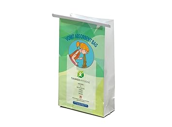 Taimed Hygiene Paper Vomit Absorbent Bag (Green) Eco-friendly Biodegradable - Pack of 10 with Hand Sanitizer Spray