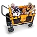 WONDERFOLD W4 Original Quad Stroller Wagon (4 Seater) - Collapsible Wagon Stroller with Seats with 5-Point Harnesses, Easy Access Zipper Door, and Removable Sun Canopy, Orange