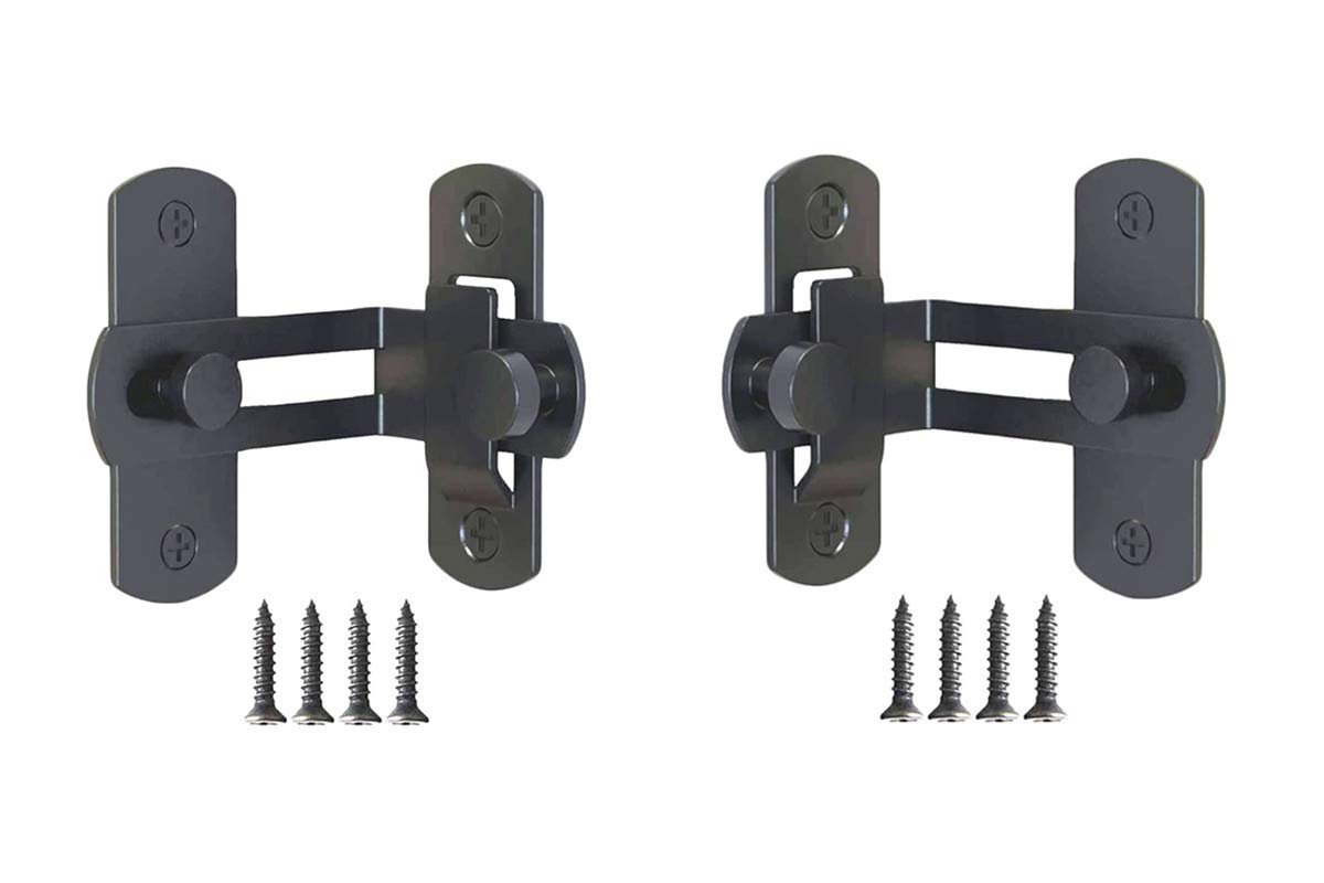 Flip Door Sliding Latch 2pcs 90 Degree Stainless Steel Latch,Safety Sliding Barn Door Lock,Latch Lock,Right Angle Curved Door,Prevent Corrosions