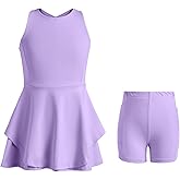 Handfrog Kids Girls Tennis Golf Dress Outfit Sleeveless Dress with Shorts Pockets 2 Piece Sport Athletic Sets