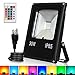 30W RGB LED Flood Lights, Color Changing LED Security Light, 16 Colors & 4 Modes with Remote Control, T-SUNRISE IP65 Waterproof LED Floodlight, Wall Washer Light for Garden, Yard, Warehouse Sidewalk