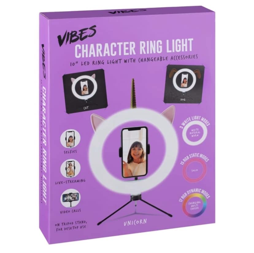 Ring light, phone holder, selfie, unicorn, cat, dog selfie light, colour changing, usb, 17 rgb colour, stand,
