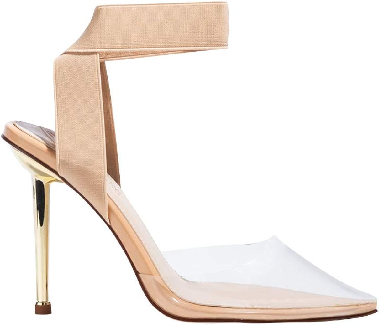 clear strap pointed toe heels