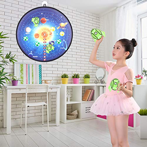 MagicWe Foam Axe Throwing Game Set for Kids and Adult with 2 Foam Axes 6 Hook and Loop Sticky Balls Safe Dart Board Games Toy to Play for Boys and Girls Competition Indoor Outdoor Birthday Party