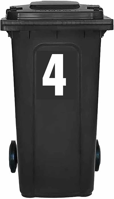 Packwith Pack of 4 White Bin Number 4 Stickers 17 cm Waterproof PBN10-4