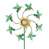 Sunflower and Hummingbird Metal Wind Spinner