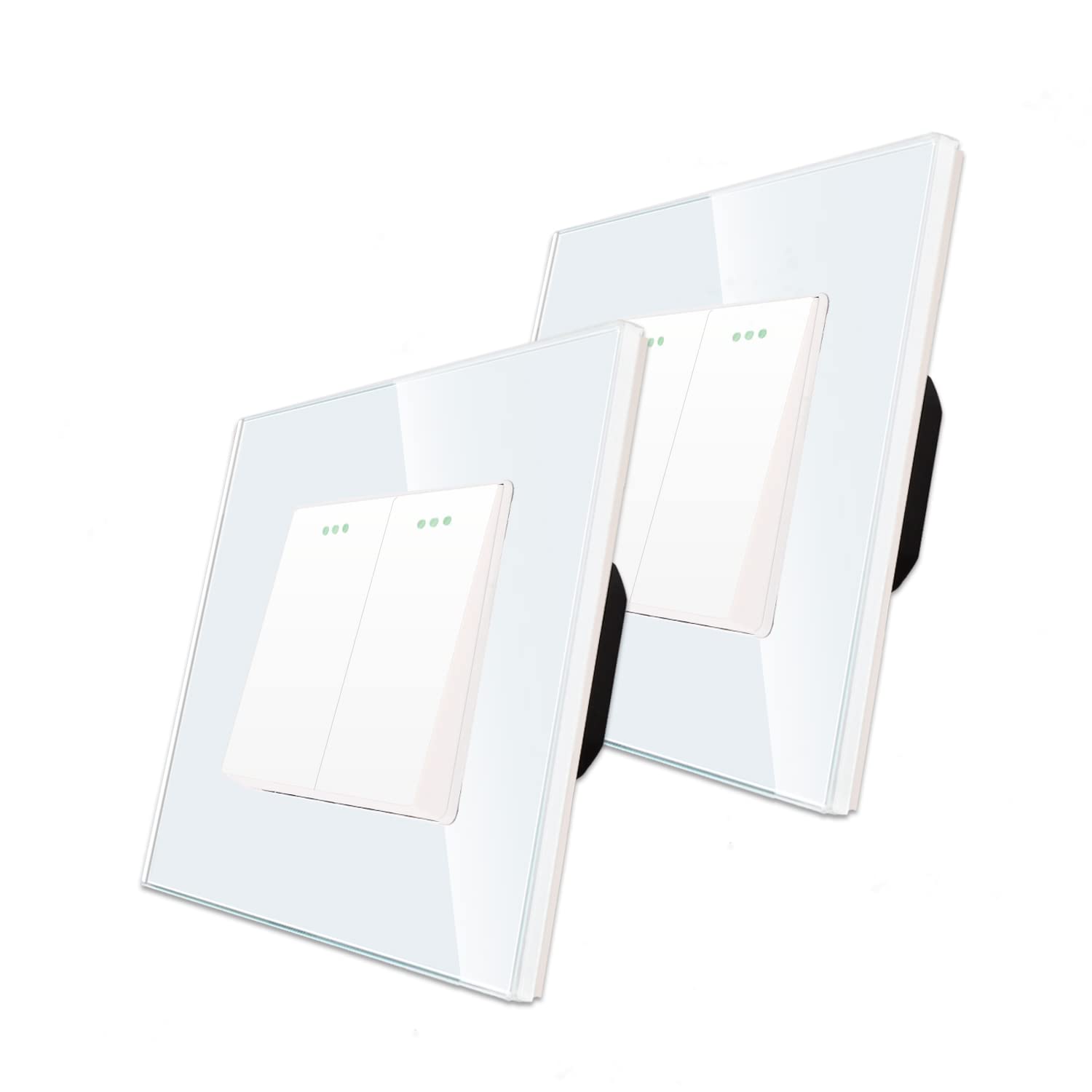 CNBINGO 2-Way Rocker Button Light Switch, Glass Panel Wall Switch