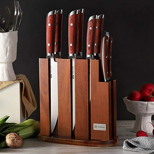 KEEMAKE Kitchen Knife Set With Block,German Stainless Steel Chef Knife