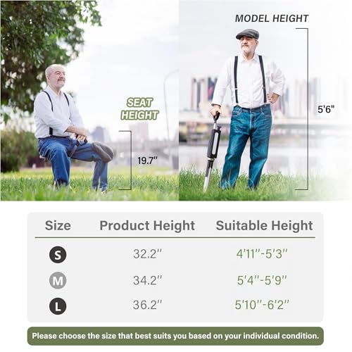 STEP2GOLD Ta-Da Chair Series 2 - Portable Walking Stick, Cane with Seat, Foldable Chair, Hiking Stick, for Camping, Hiking, Lightweight Aluminum, Easy Carry, Anti-Slip