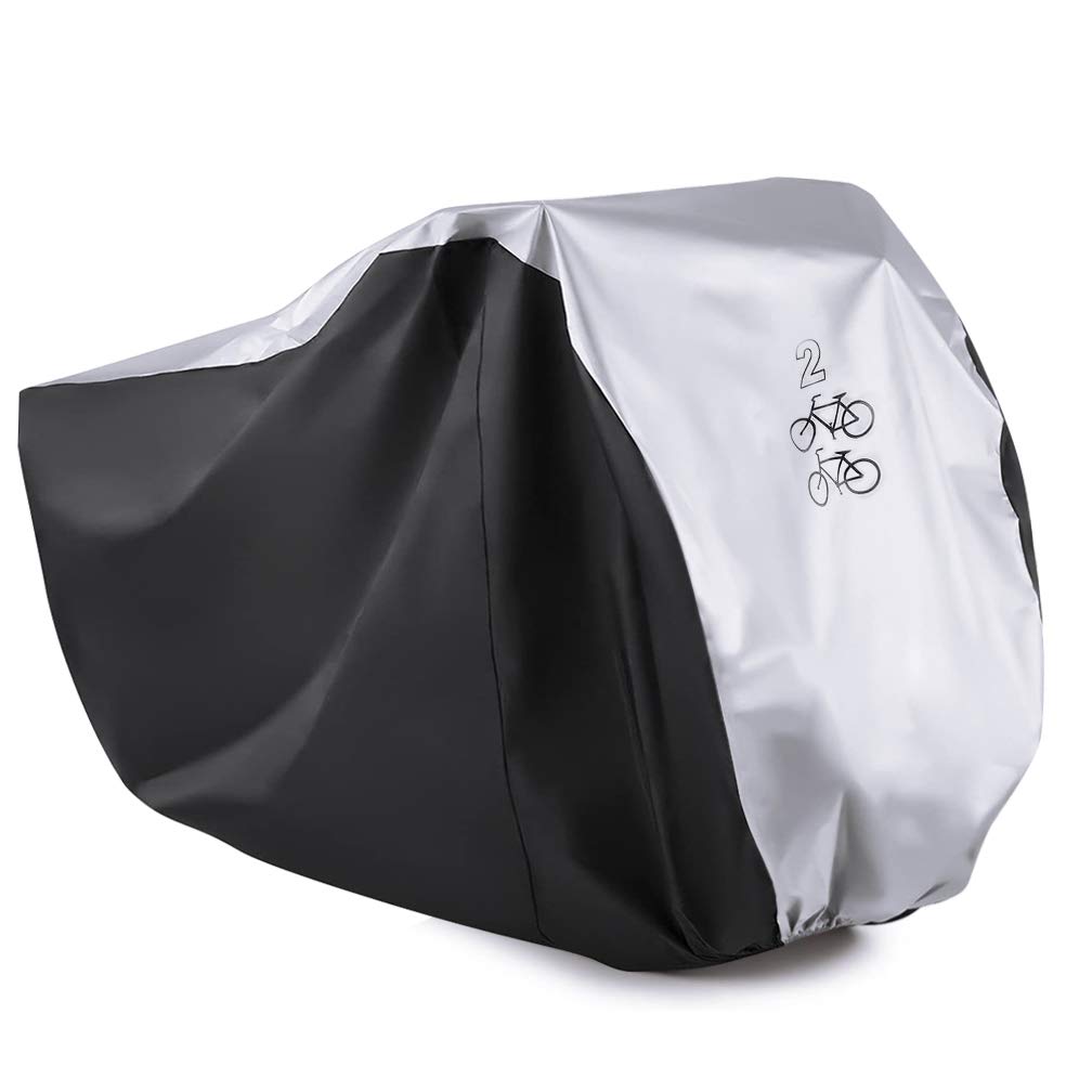 WooZuu Bike Cover for 2 Bikes, 190T Nylon Bike Covers for outside storage Anti Dust Rain UV Protection Waterproof Bicycle Cover for Mountain Road Bikes
