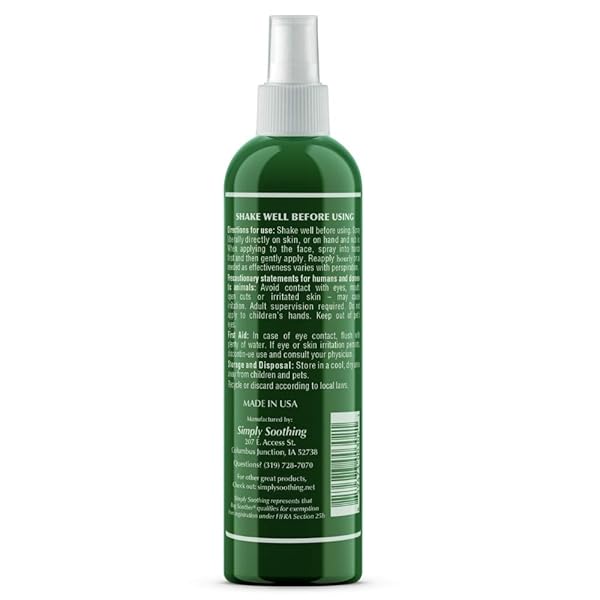 BUG SOOTHER SPRAY 8 OZ – NATURAL INSECT, GNAT AND MOSQUITO REPELLENT & DETERRENT – SAFE BUG SPRAY FOR ADULTS, KIDS, PETS, & ENVIRONMENT – MADE IN USA