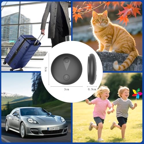 Traceur GPS Voiture, Tracker GPS Voiture Magnétique, Traceur Enfant Caché, Traceur sans Abonnement, APP Find Tag, Compatible avec iOS et Android, Adapté aux Véhicules, Animaux et Bagages - Noir