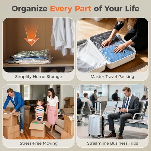 Nicetree 18-Pack Vacuum Bags for Travel with Rechargeable Pump, Compression Packing Bags for Carry-On Luggage & Suitcase, Vacuum Seal Bags for Clothing, 3 Sizes for Travel & Home Storage
