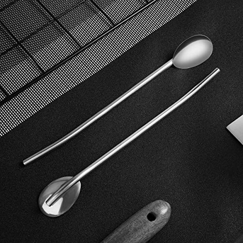 BESTonZON 6 Stück Edelstahl Herzform Metall Trinkhalm Wiederverwendbare Strohhalme Cocktail Löffel Set (Ovale Form) – Bild 8