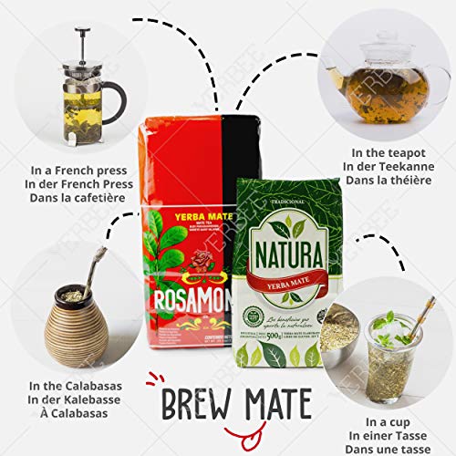 Yerba Mate Tee Rosamonte Traditional Set 2.5 kg ( 5x500g ) mit Himbeere Kombucha Pilz Drink | 100% Natürliches… – Bild 6