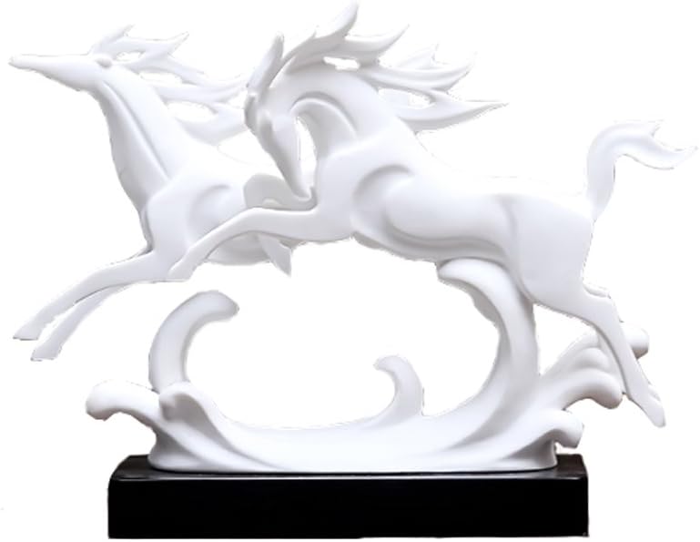 ZfgG Resin Sculpture Ornaments - White Horse Statue 31 * 10 * 23.5cm- Office Decoration Opening Business Gifts Living Room Bedroom Art Crafts