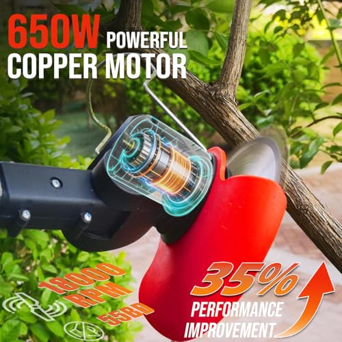 Electric Weed Wacker Grass Trimmer Cordless with 2 Battery Powered and Charger, 21V Battery Operated Weed Wacker, 5 Types 26Pcs Blade 3 in 1 Stringless Weed Trimmer Edger Brush Cutter for Lawn Garden