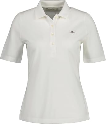 Polo Slim Shield SS Pique Polo para Mujer, Fuente de Huevo., XL