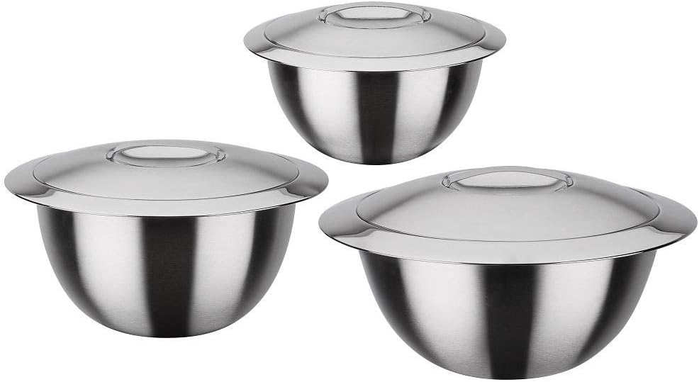 GSW 552417 Servier-Thermoschüssel mit Deckel, 6-tlg. Set, Rostfreier Stahl