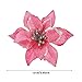 WILLBOND 24 Pieces 6 Inch Christmas Glitter Poinsettia Flowers Decorative Faux Flowers for Christmas Tree Ornaments (Pink)