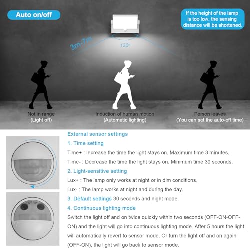 Klighten 24W LED Outdoor Wall Light with Motion Sensor 6000K, White | IP65 Waterproof, Rotary, Outdoor Lighting Aluminium, 1500 Lumen Cool White Light, for Entrance Garden