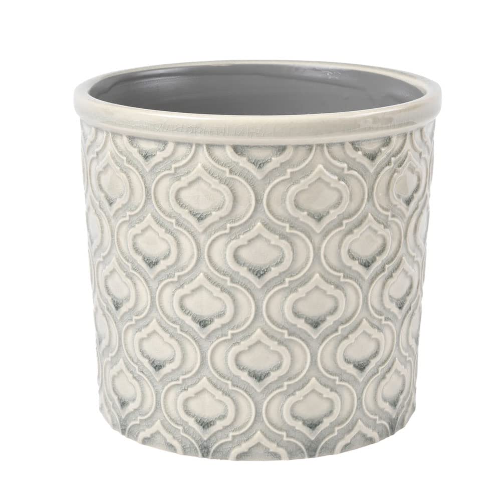Burgon & Ball Venetian Indoor Glazed Ceramic Plant Pot, Large, Soft Grey