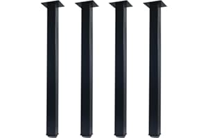 QLLY 24 inch Adjustable Metal Furniture Legs, Square Office Table Furniture Leg, Set of 4 (Black)