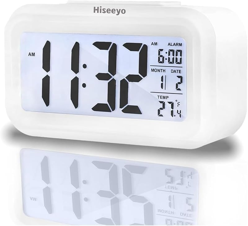 Hiseeyo Digital Alarm Clock 4.3" LED Display Battery Powered Large Numbers