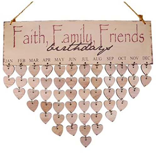 UPC 699953190939, Flormoon Family Birthday Board Wooden Plaque Faith Friends Calendar Board Friend Birthday Reminder for Home Decoration