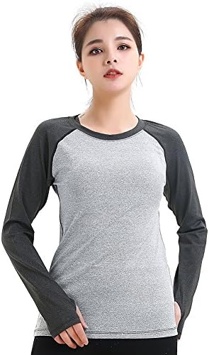 LWJ 1982 Yoga Gym Sports Athletic Shirts for Women Workout Tee Tops Multi Color(L, Gray)