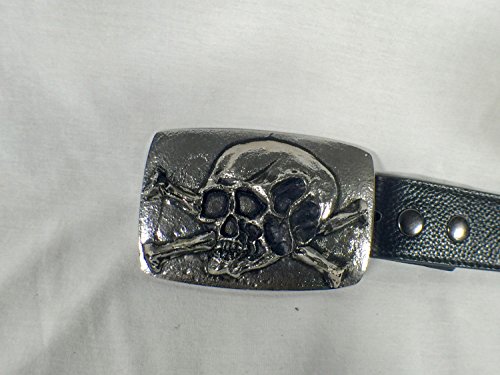 5 Raider+Skull+Crossbones+Buckle+Silver