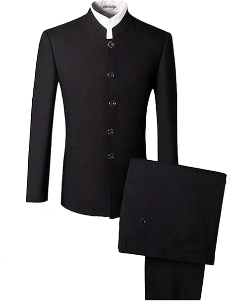 Amazon メンズスーツchinese Traditional Uniform中国チュニックスーツ2ピース スーツ ビジネスウェア 通販