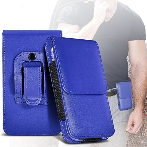( Blue ) Huawei Ascend G630 Protective Stylish Fitted Faux Leather Belt Holster Pouch Skin Case Cover by ONX3®